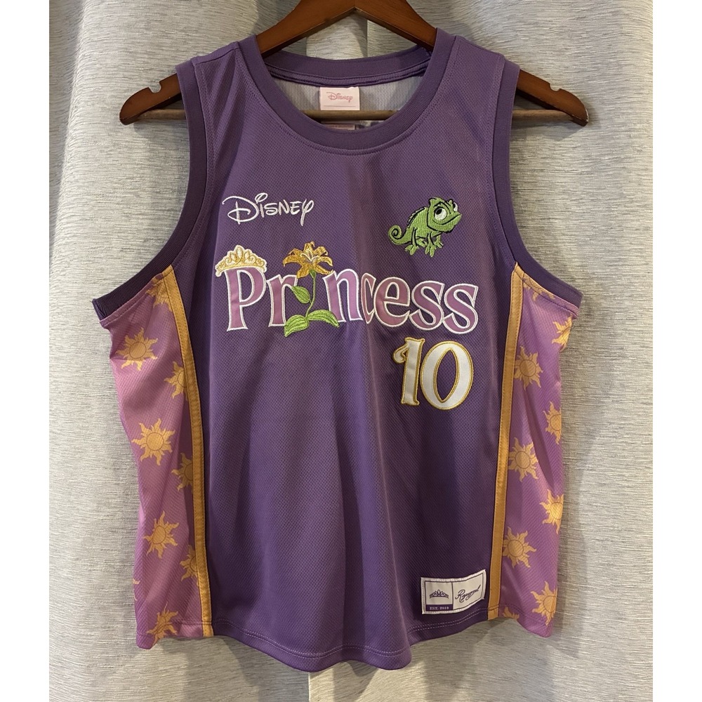 Disney Tangled‎ Rapunzel Embroidered Women's Size M Cropped Basketball Jersey